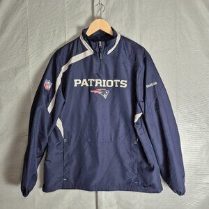 New England Patriots Reebok AFC East Zip Mens Small NFL Pullover Blue - 0533